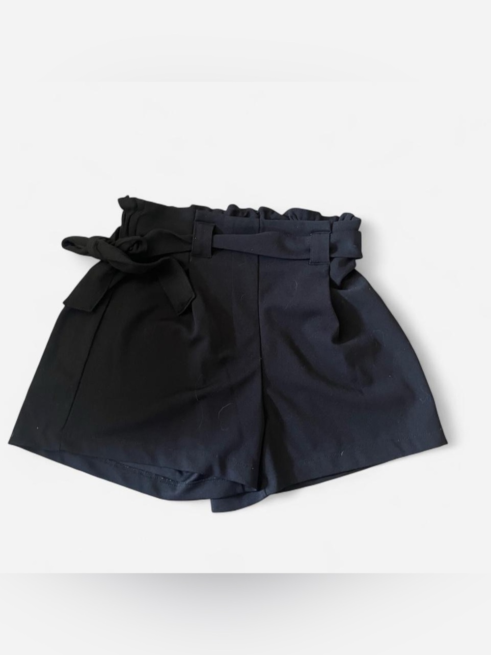 Ci Sono Black High-Waist Paperbag Tie Shorts